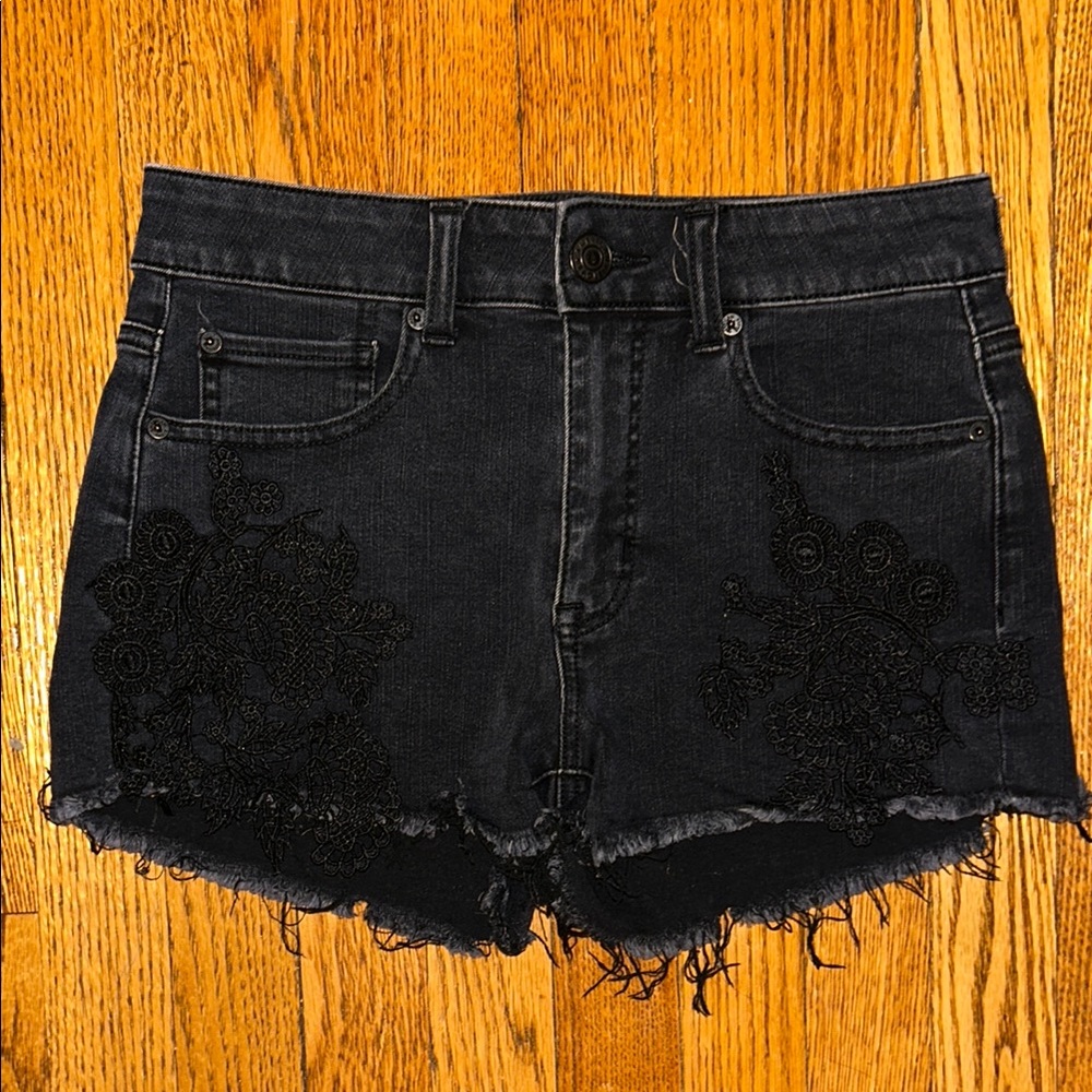 Black Hi Rise Shortie American Eagle Denim Women's Shorts